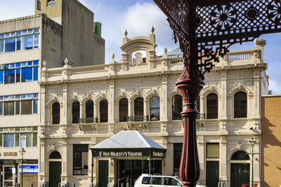 Low angle view of buildings in city