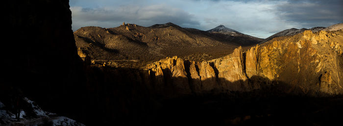 Panoramic view of mountains against sky
