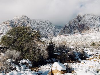 Snow covered mountain against sky