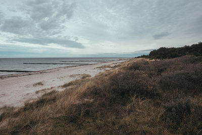 Scenic view of beach against sky