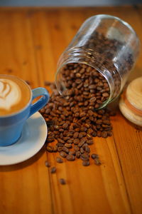 Close-up of coffee cup on table