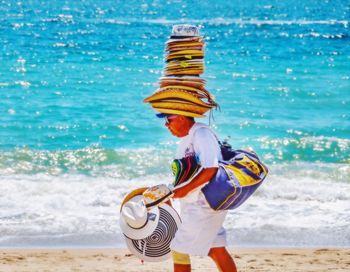 Rear view of person standing on beach