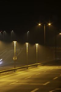 Light trails on road at night