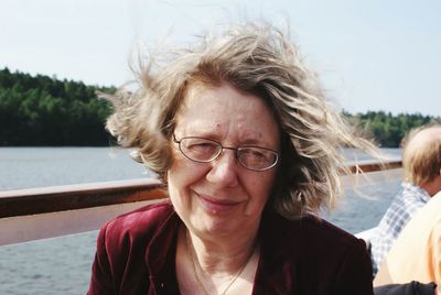 Portrait of mature woman on boat