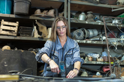 Woman working at workshop