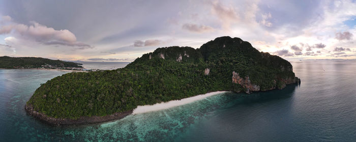 Panoramic view of sea against sky during sunset