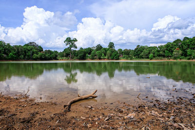 Scenic view of lake against sky