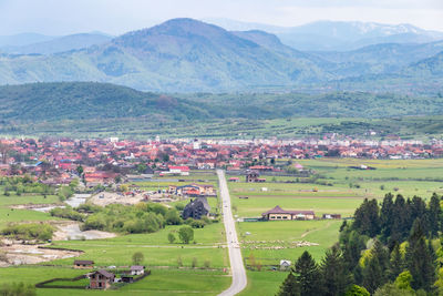 High angle view of landscape against sky