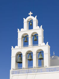 Low angle view of building against blue sky