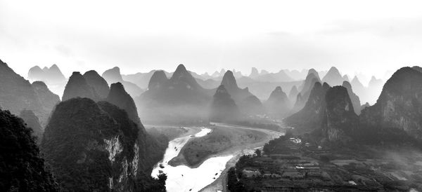 Panoramic view of mountains against sky