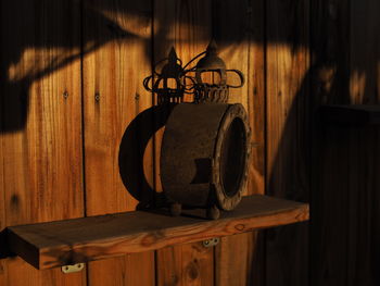 Close-up of electric lamp on table