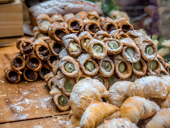 Stack of sweet food at market