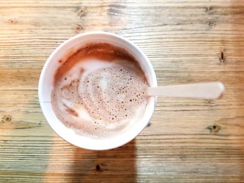 High angle view of coffee on table