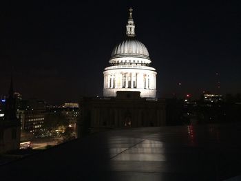 View of illuminated cathedral at night