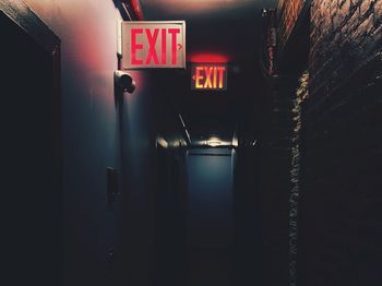 Illuminated corridor of building