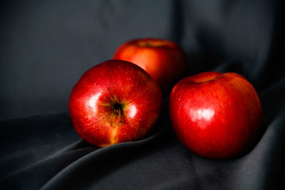 High angle view of apples on table