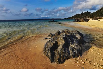 Scenic view of beach against sky