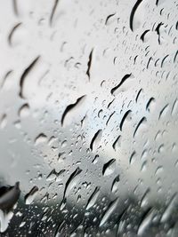 Full frame shot of raindrops on window