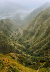 Santa antao island in cape verde. panoramic view of the fertile ravine paul valley