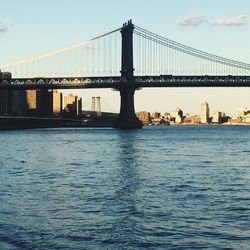 Suspension bridge over river