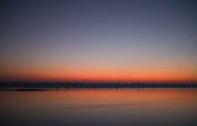 Scenic view of landscape against clear sky during sunset