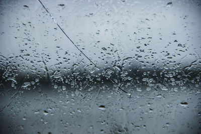 Close-up of water drops on glass