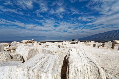 Panoramic view of rocks against sky