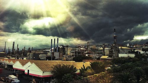 City against cloudy sky