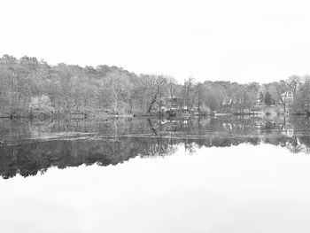 Scenic view of lake against clear sky