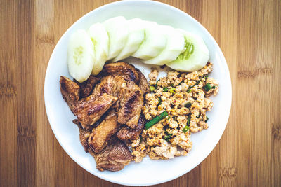 High angle view of meal served in plate