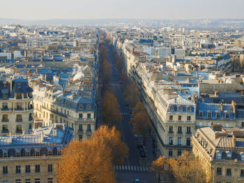 High angle panoramic view of paris city.