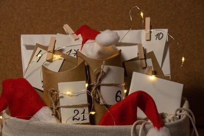 Christmas decorations on table