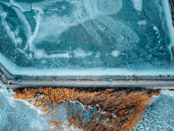 High angle view of frozen sea