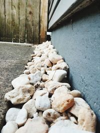 Close-up of stones on stone wall