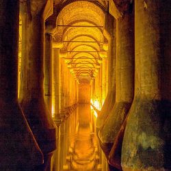 Underground walkway at night