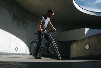 Man riding bicycle