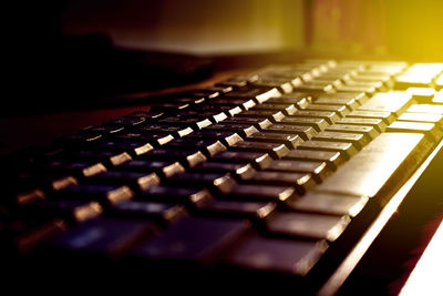 Close-up of keyboard on table