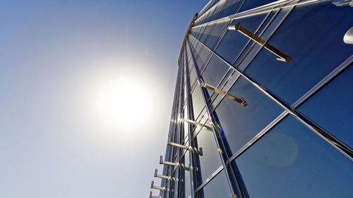 Low angle view of ferris wheel against blue sky