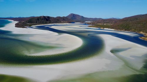 Scenic view of mountains against clear sky