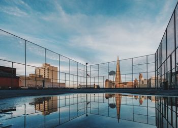 Reflection of buildings in water