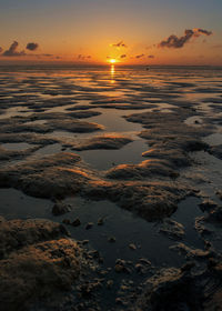 Scenic view of sea against sky during sunset