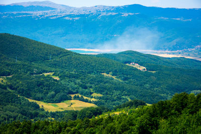 Scenic view of mountains against sky