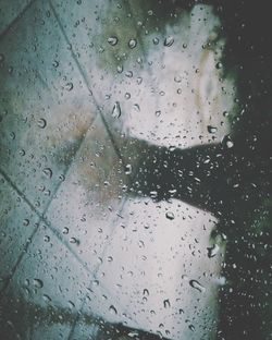 Close-up of water drops on glass