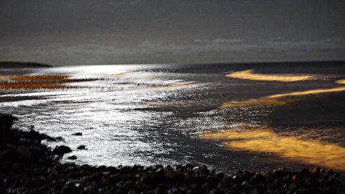 Scenic view of sea at sunset