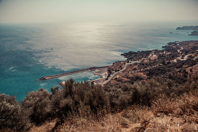 High angle view of sea against sky