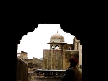 Tourists in front of building