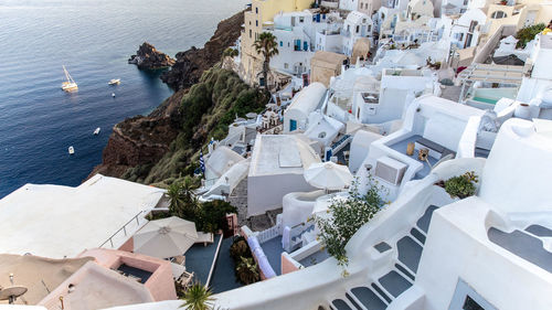 High angle view of buildings in city