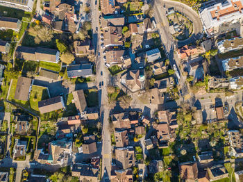 High angle view of buildings in town