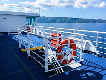 Ship in sea against sky