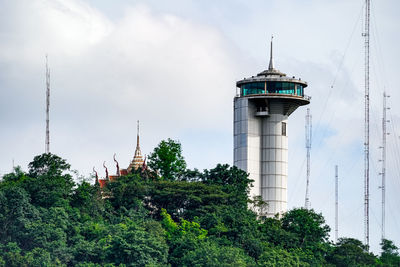 Nakhon sawan city view tower in thailand, low angle view of lighthouse against sky